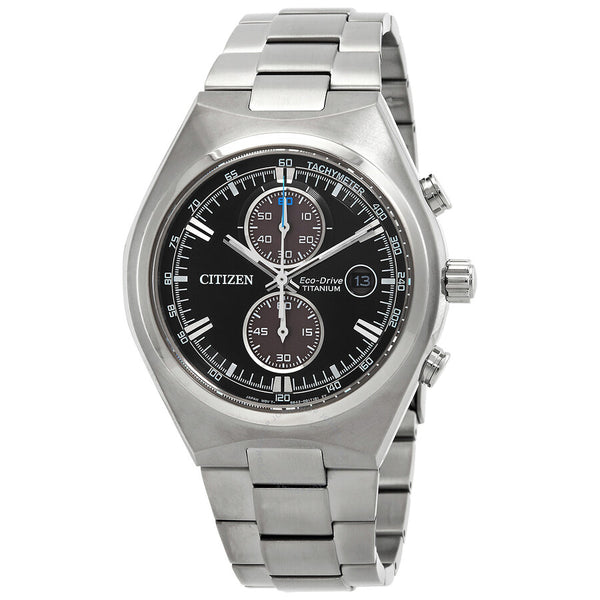 Citizen Super Titanium Chronograph Eco-Drive Black Dial Men's Watch CA7090-87E - The Watches Men & Co