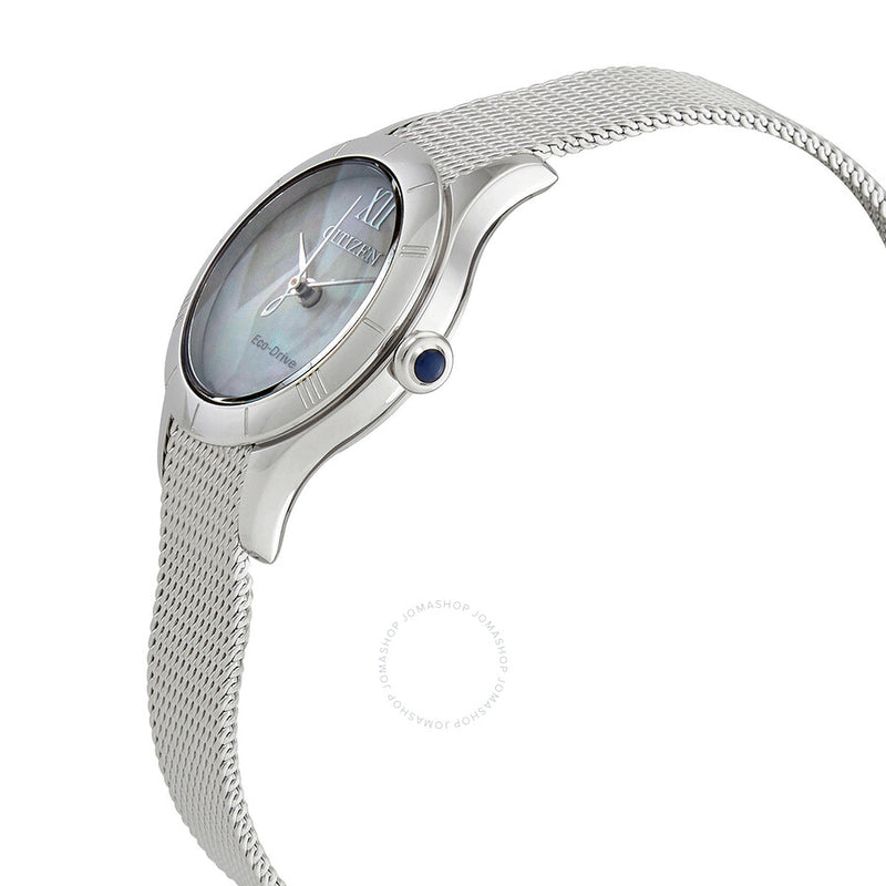 Citizen White Mother of Pearl Dial Stainless Steel Mesh Ladies Watch EM0780-83D - The Watches Men & Co #2