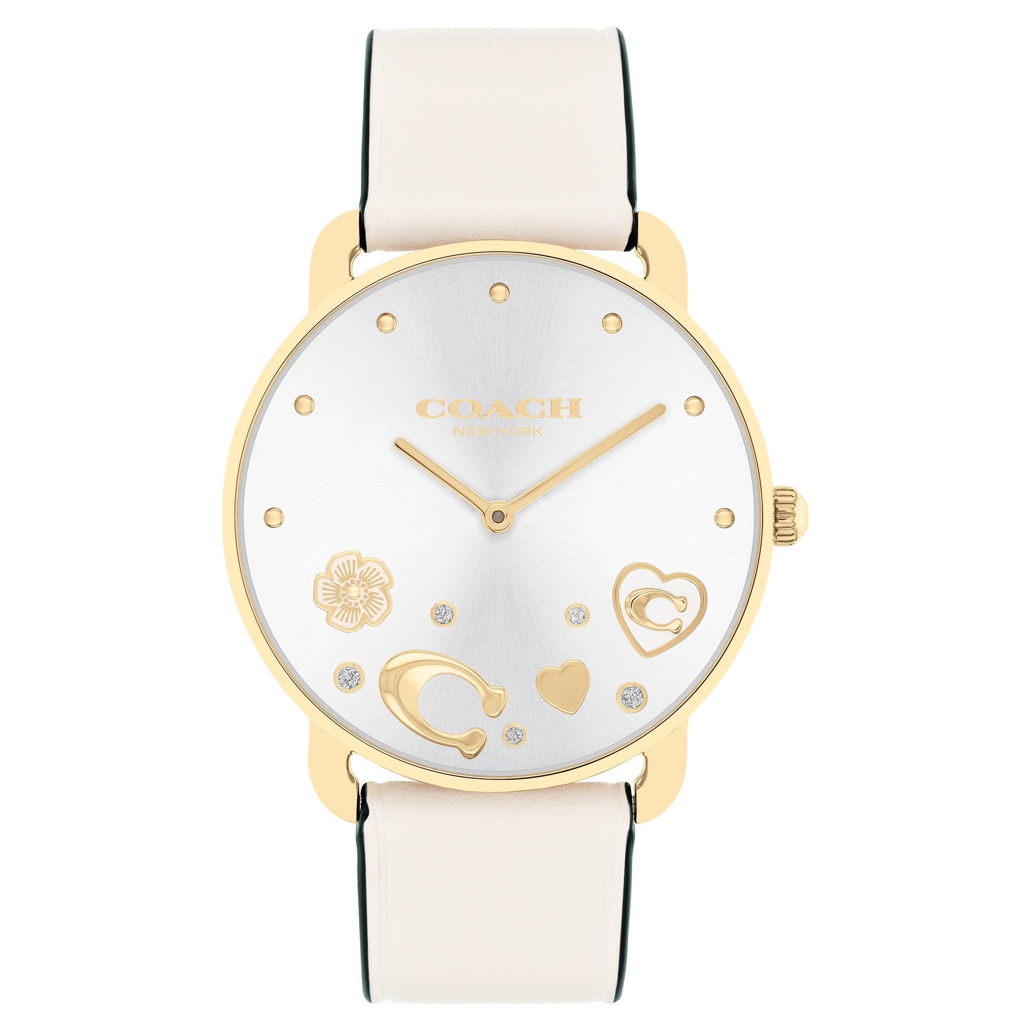 Coach Chalk Leather Women's Watch with gold-tone case and white dial