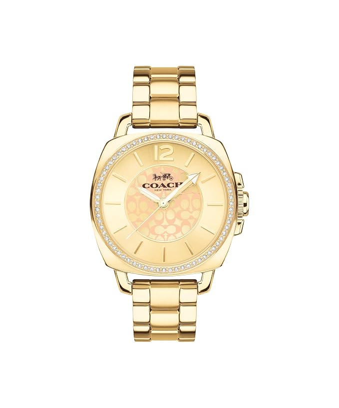 Coach Boyfriend quartz women's watch with gold-tone case and matching bracelet