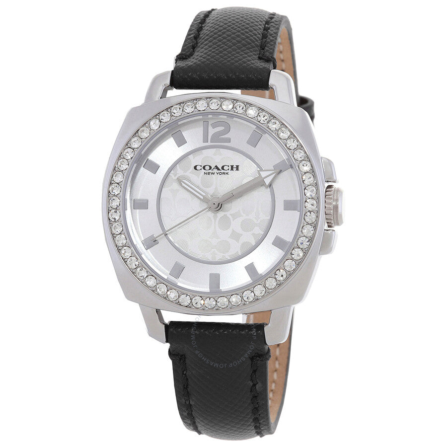Coach Boyfriend quartz watch with silver dial and crystal-set bezel