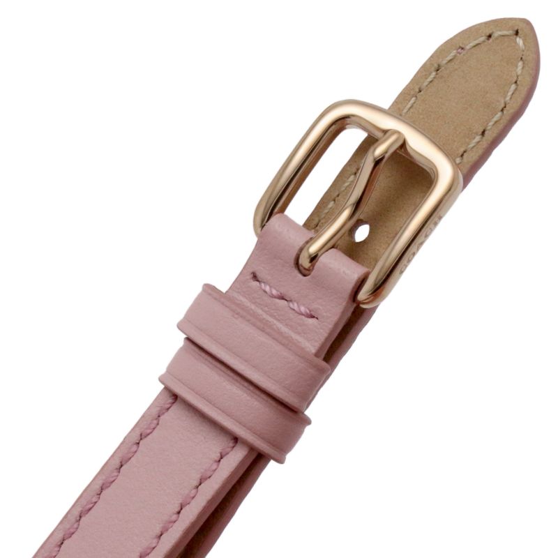 Coach Cary pink leather strap with rose gold buckle and clasp detail