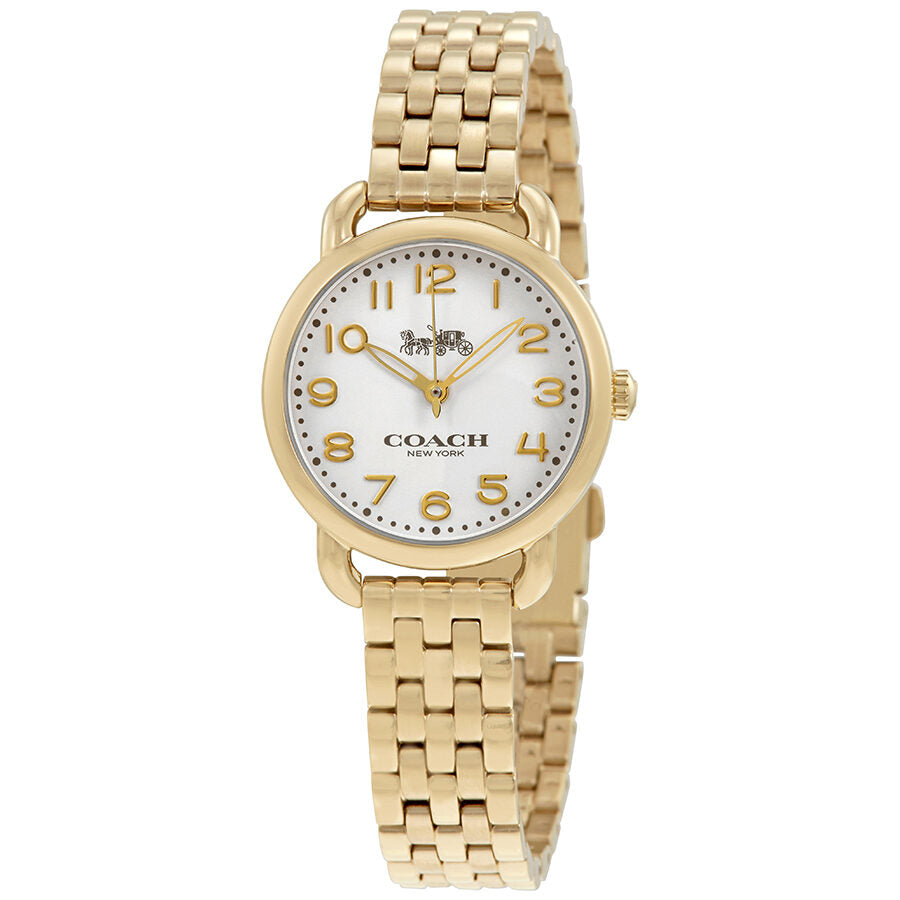 Coach Delancey white dial gold-tone ladies watch with Arabic numerals
