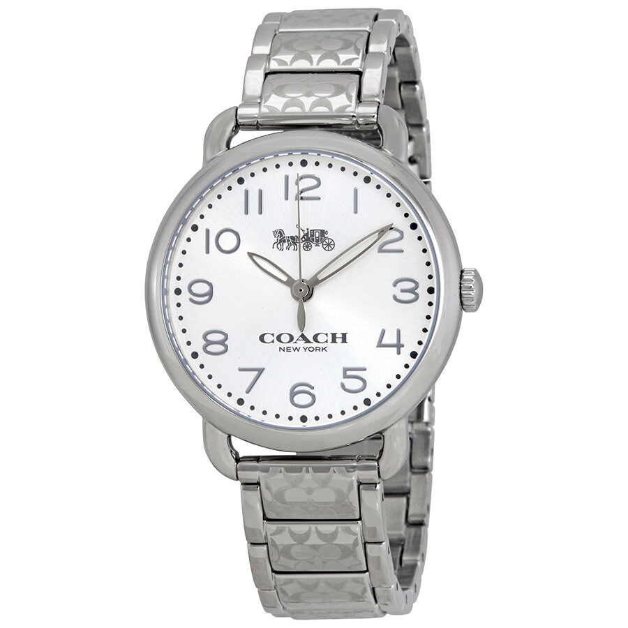 Coach Delancey stainless steel ladies watch with silver dial and Arabic numerals