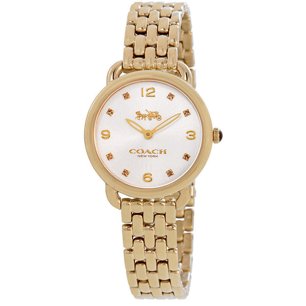 Coach Delancey Slim Silver Dial Ladies Gold Tone Watch 14502782 - BigDaddy Watches