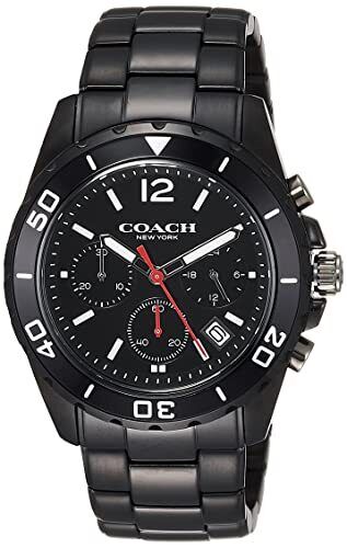 Coach Kent all-black chronograph men's watch with black dial and stainless steel bracelet