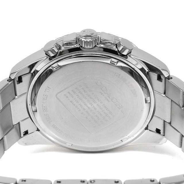 Coach Kent watch caseback showing stainless steel back and bracelet