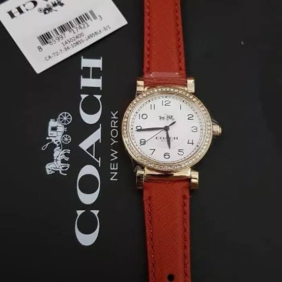 Coach Madison watch displayed with Coach New York branding and product label