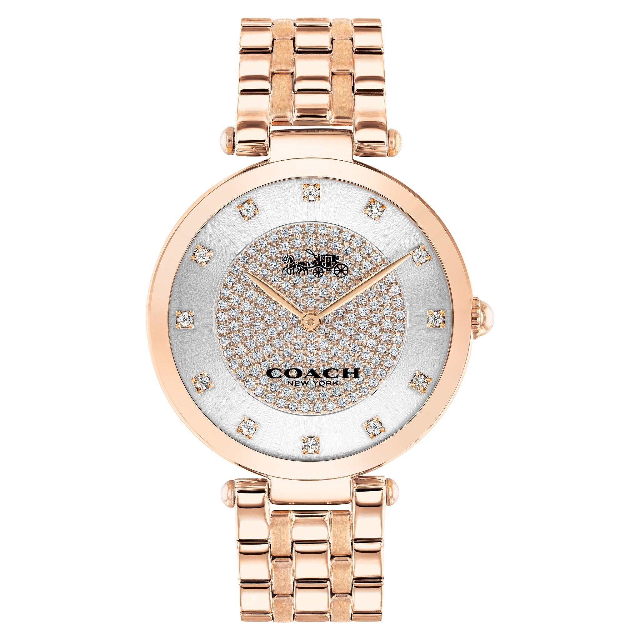 Coach Park Crystal Rose Gold women's watch with crystal dial and diamond hour markers