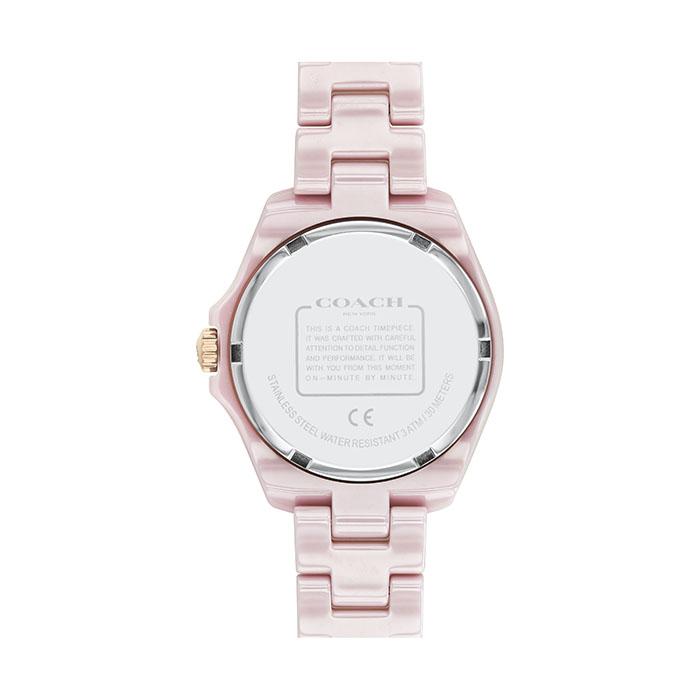Coach Preston watch caseback displaying Coach branding and specifications