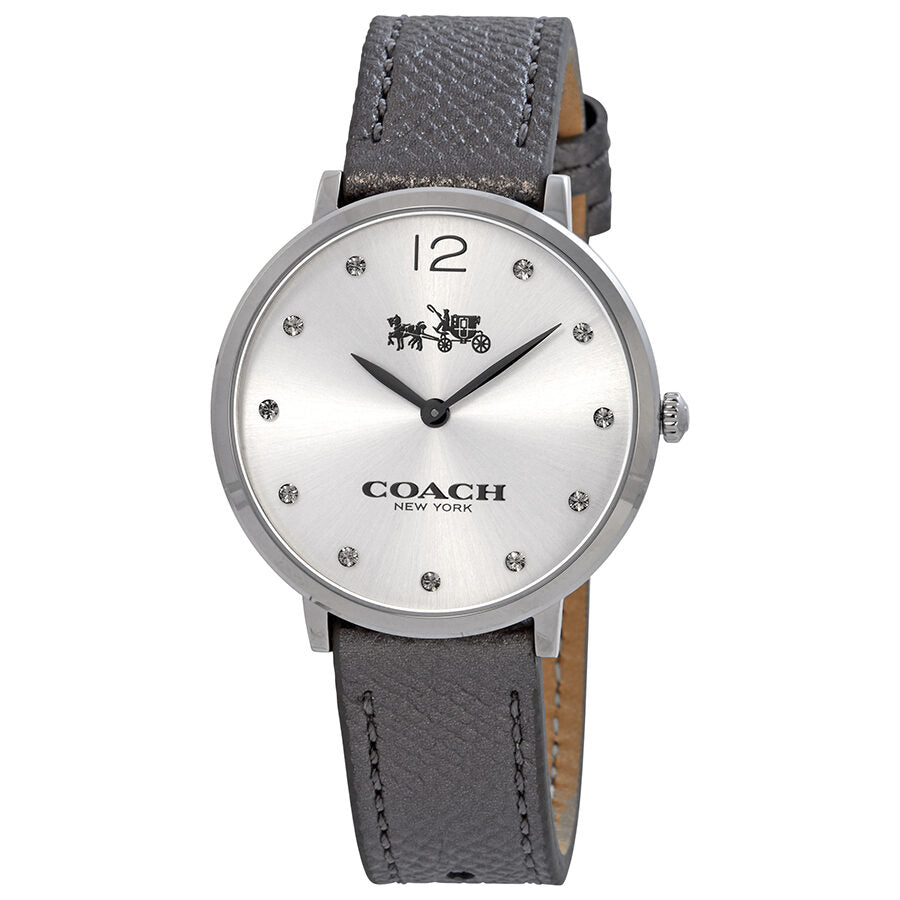 Coach Slim Easton silver dial ladies watch with gray leather strap