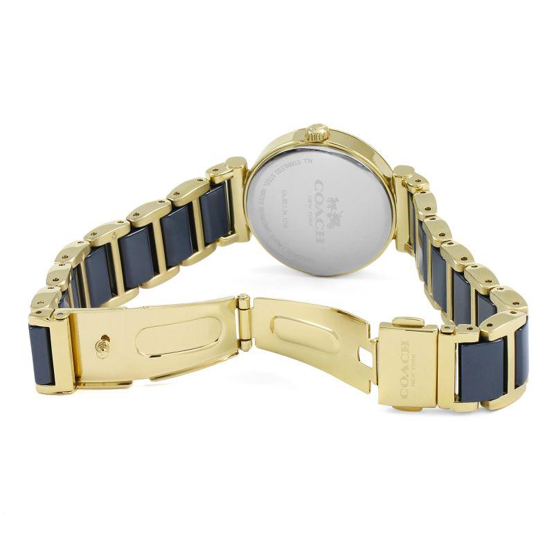 Side view of Coach Sport Ceramic women's watch showing closure clasp and bracelet profile