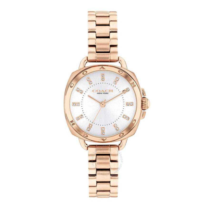 Coach Tatum rose gold ladies watch with silver dial and crystal hour markers