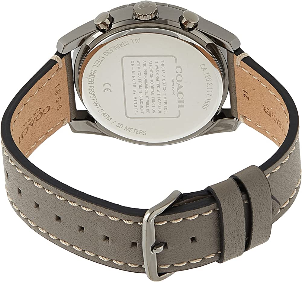 Coach Thompson watch caseback showing engraved metal case back with specifications