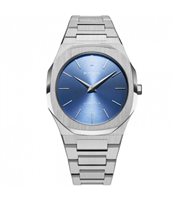 D1 Milano Ultra Thin men's watch with blue dial and silver stainless-steel bracelet