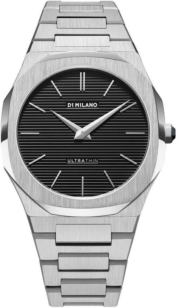 D1 Milano UTBJ14 men's watch with black dial and silver stainless steel bracelet