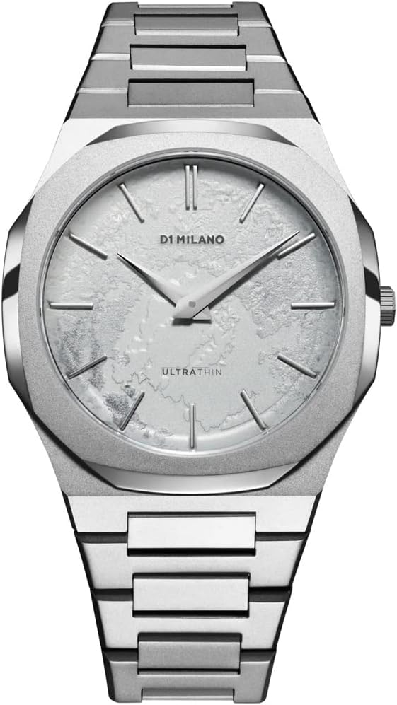 D1 Milano UTBJ18 Ultra Thin men's watch with silver dial and steel bracelet