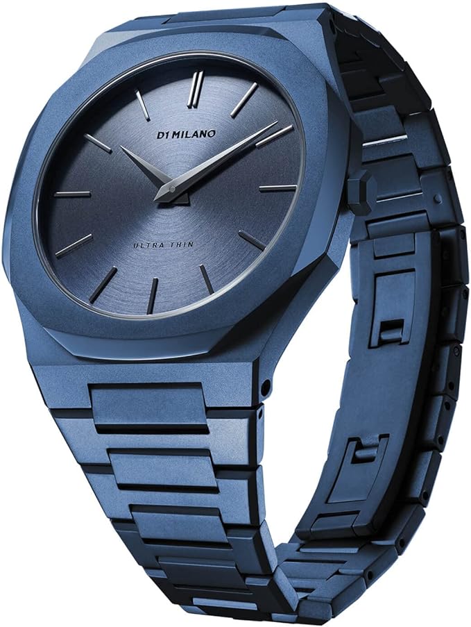 D1 Milano UTBJ21 blue watch angled view showing dial and bracelet