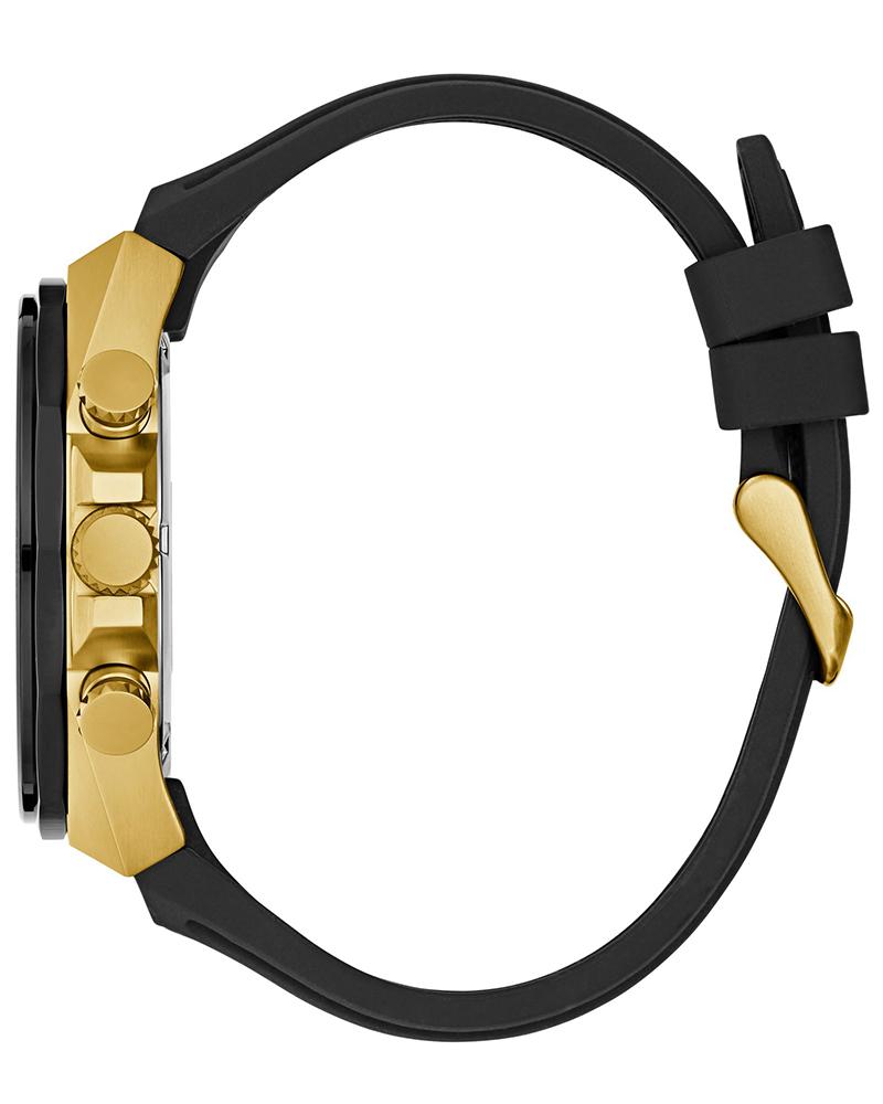 D1 Milano Ultra Thin Ashfield watch showing black rubber perforated strap and gold-tone case
