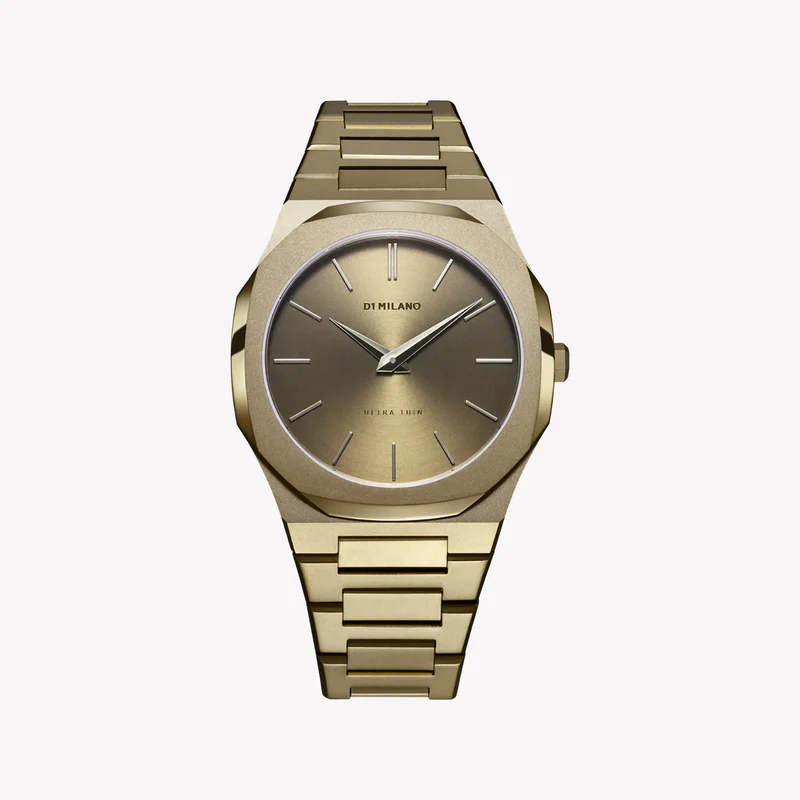 D1 Milano UTBJ36 gold stainless steel quartz men's watch with minimalist dial and link bracelet