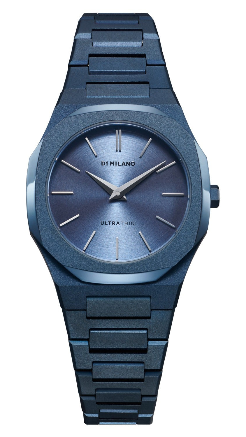 D1 Milano UTBL33 ultra-thin 38mm blue bracelet watch front view