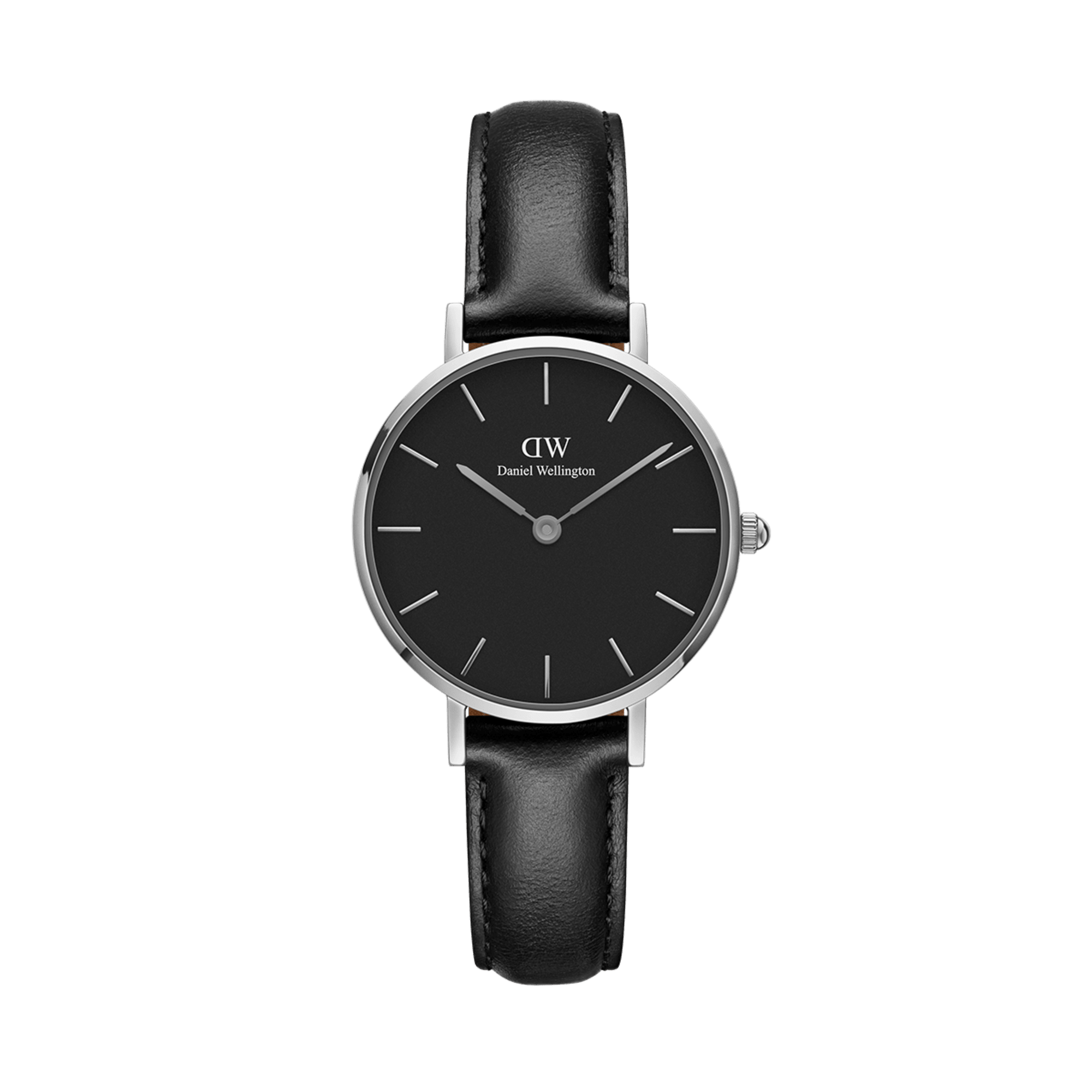 Daniel Wellington Classic watch with black dial and black leather strap