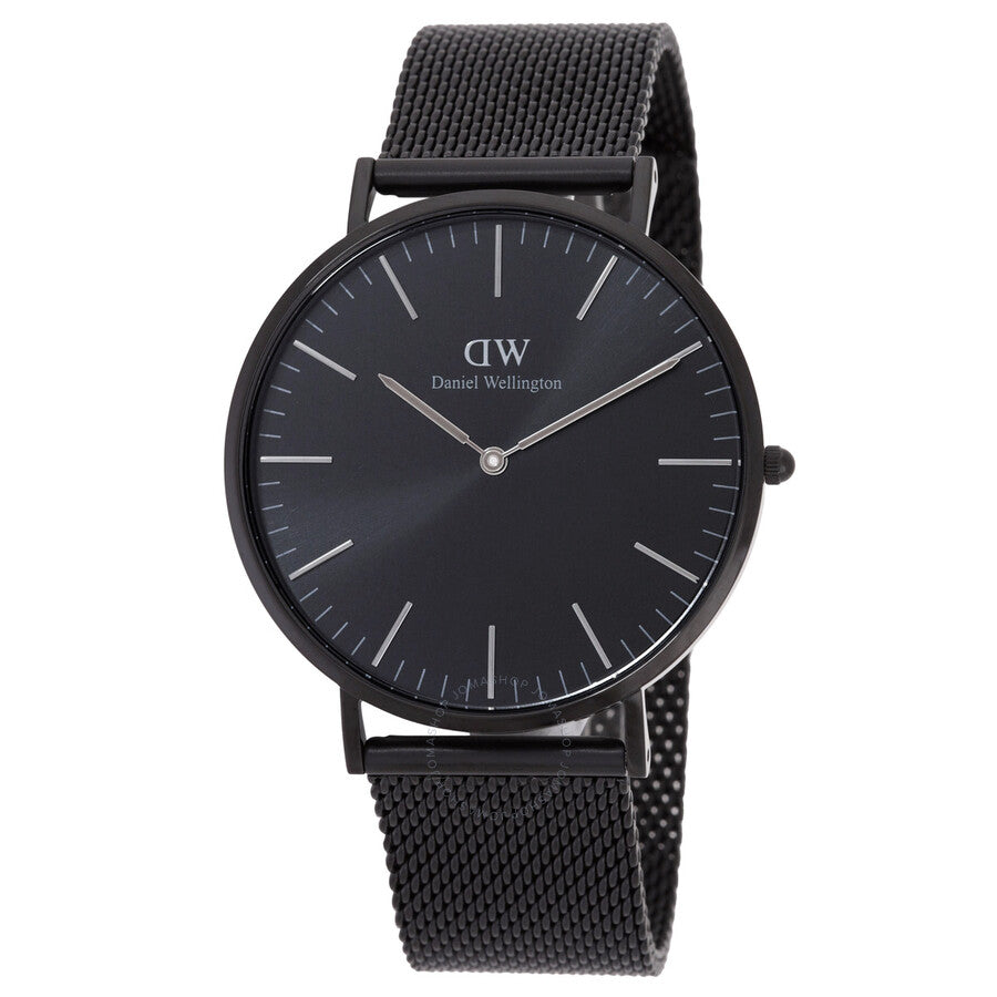 Daniel Wellington Classic Mesh Onyx watch with black dial and mesh strap