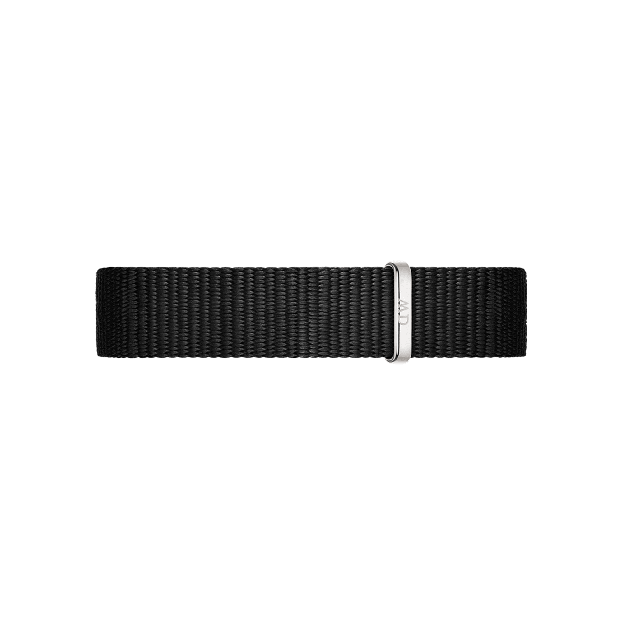 Black nylon strap with silver hardware for Daniel Wellington Classic Petite Cornwall