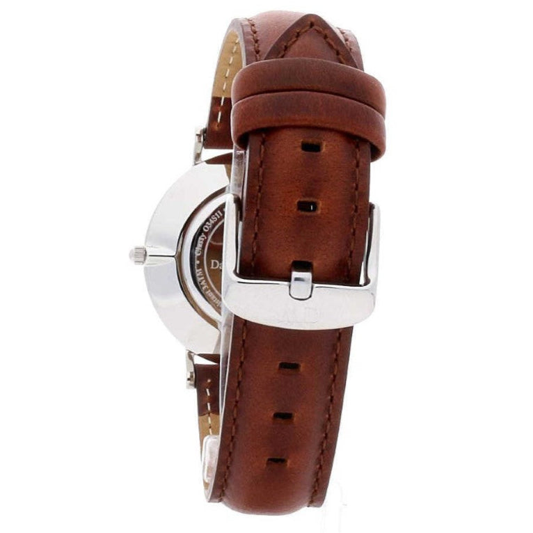 Daniel Wellington Classy St Mawes watch caseback showing silver stainless steel case