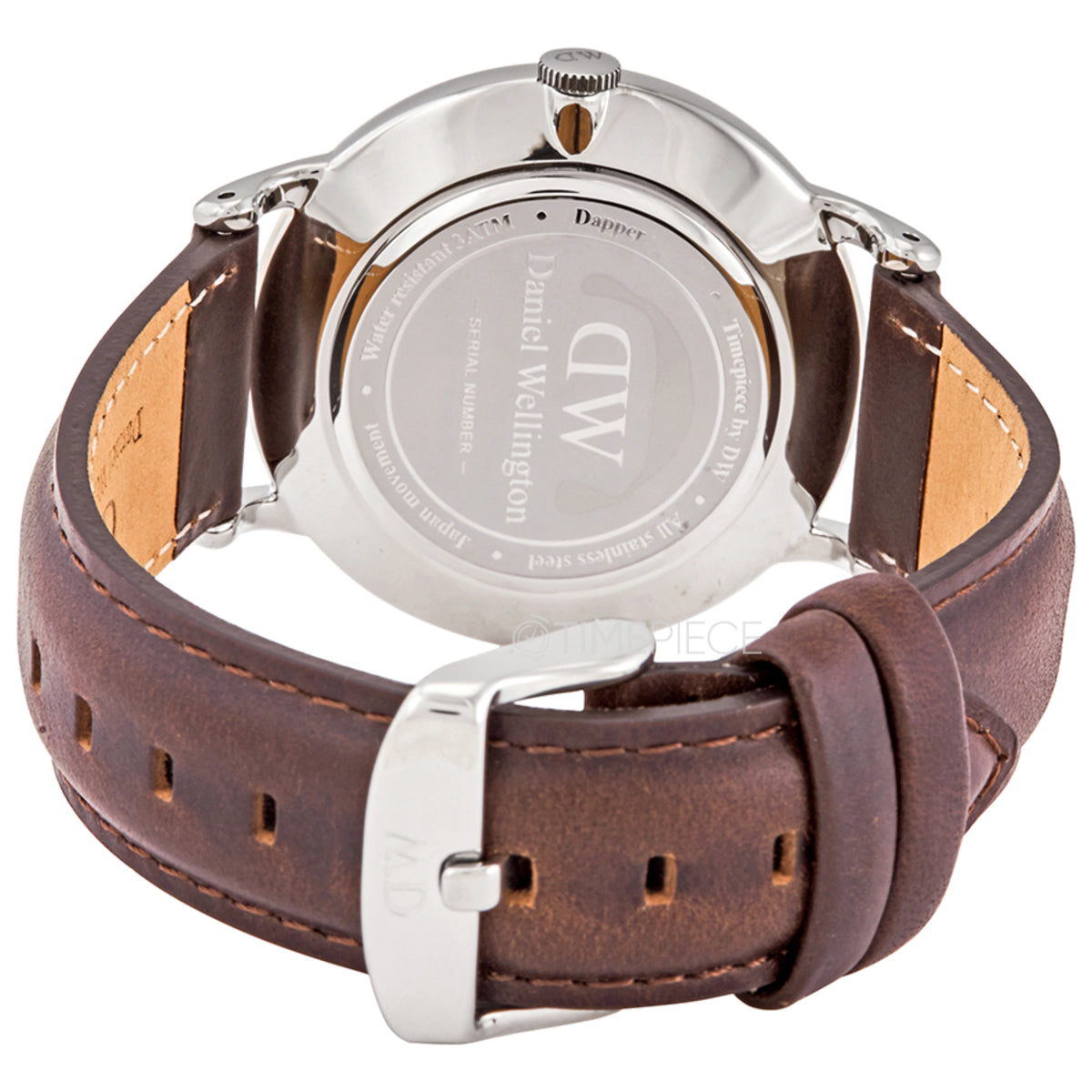 Caseback of Daniel Wellington Dapper Bristol watch displaying engraved brand name