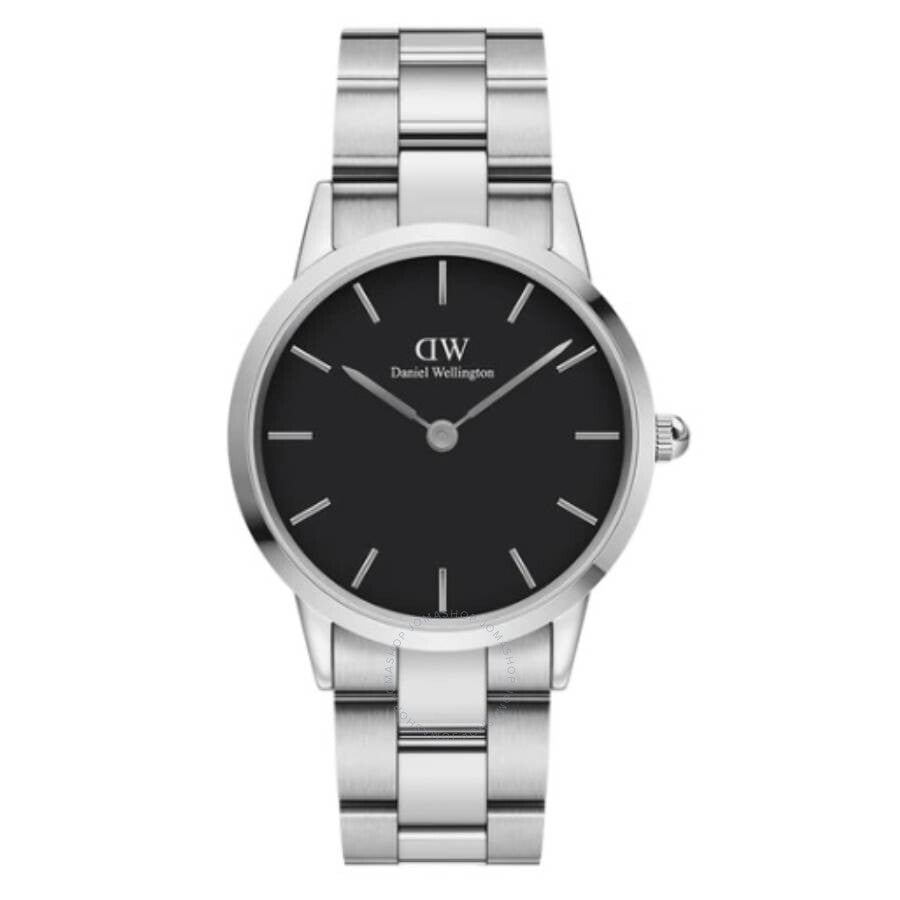 Daniel Wellington ladies watch with black dial and silver stainless steel bracelet