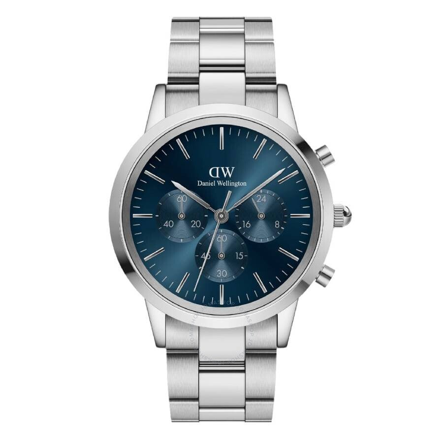 Daniel Wellington Iconic Chronograph watch with blue dial and stainless steel bracelet
