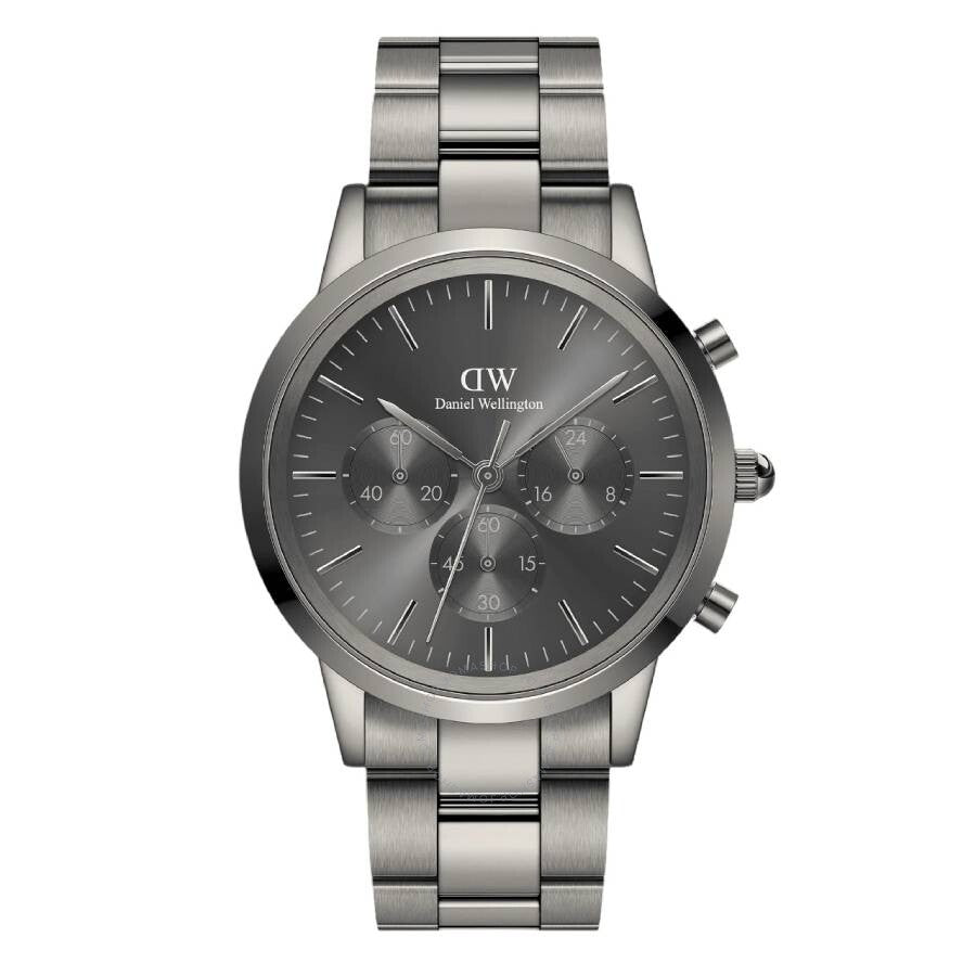Daniel Wellington Iconic Chronograph Link graphite watch with steel link bracelet and chronograph dial