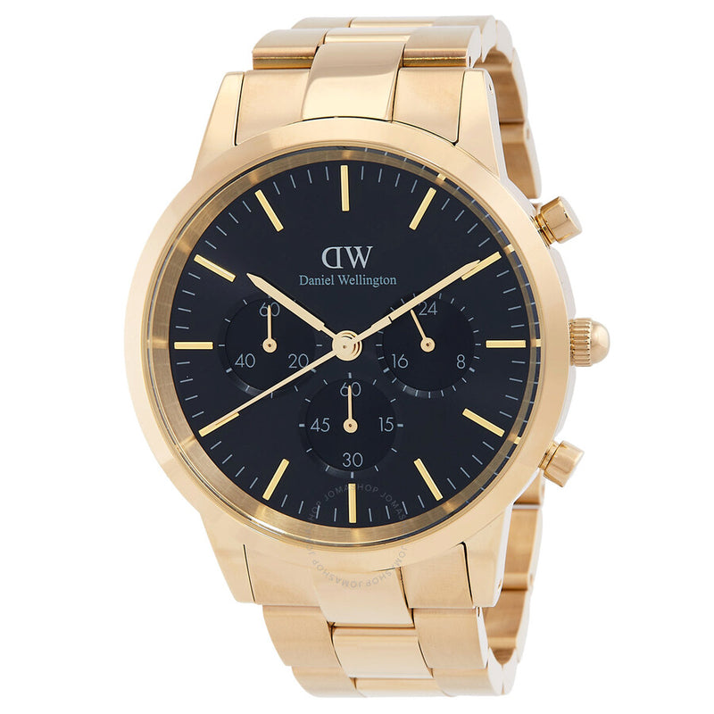 Daniel Wellington Iconic Chronograph Quartz Black Dial Watch DW00100641 - The Watches Men & Co