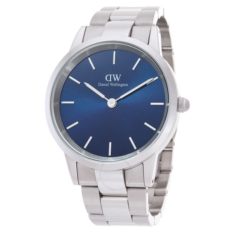Daniel Wellington Iconic Link Arctic blue dial quartz watch with silver stainless steel bracelet