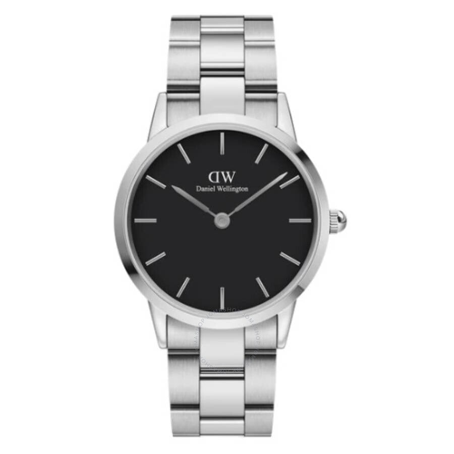 Daniel Wellington Iconic Link quartz watch with black dial and stainless steel bracelet