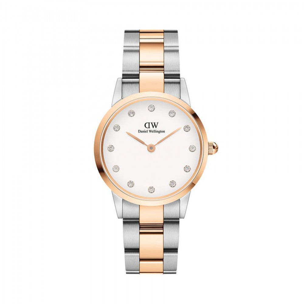 Daniel Wellington Iconic Link Lumine 28mm two-tone ladies watch with rose gold and silver bracelet