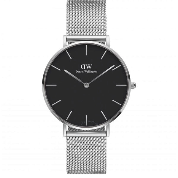 Daniel Wellington Petite 36 Sterling Quartz Black Dial Unisex Watch DW00100304 - The Watches Men & Co