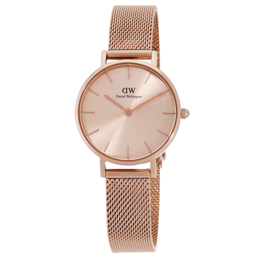 Daniel Wellington Petite Unitone rose gold dial ladies watch with mesh strap