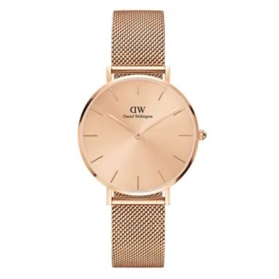 Daniel Wellington Petite Unitone quartz watch with rose gold dial and mesh strap