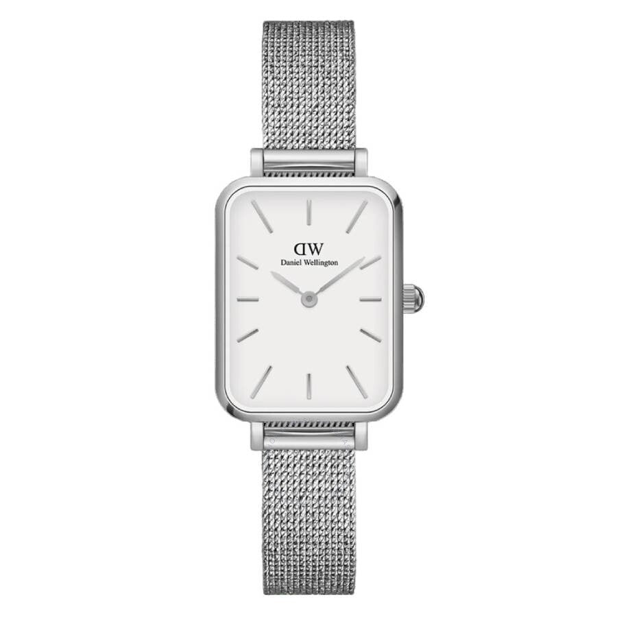 Daniel Wellington Quadro quartz ladies watch with eggshell white dial and stainless steel mesh strap