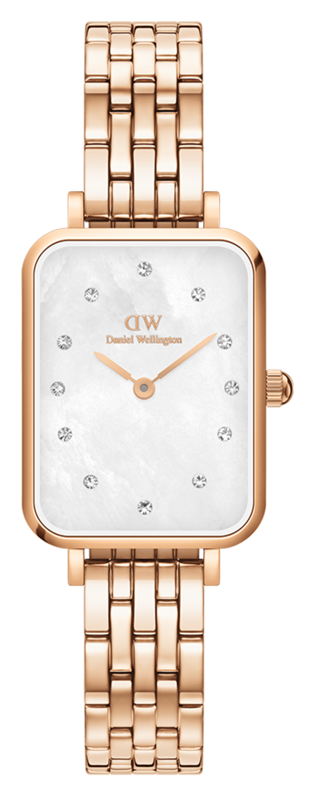 Daniel Wellington Quadro Lumine women's watch with rose gold rectangular case and white dial