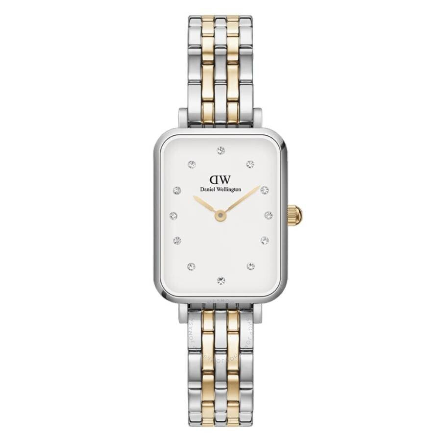 Daniel Wellington Quadro Lumine ladies watch with two-tone bracelet and white dial with crystal markers
