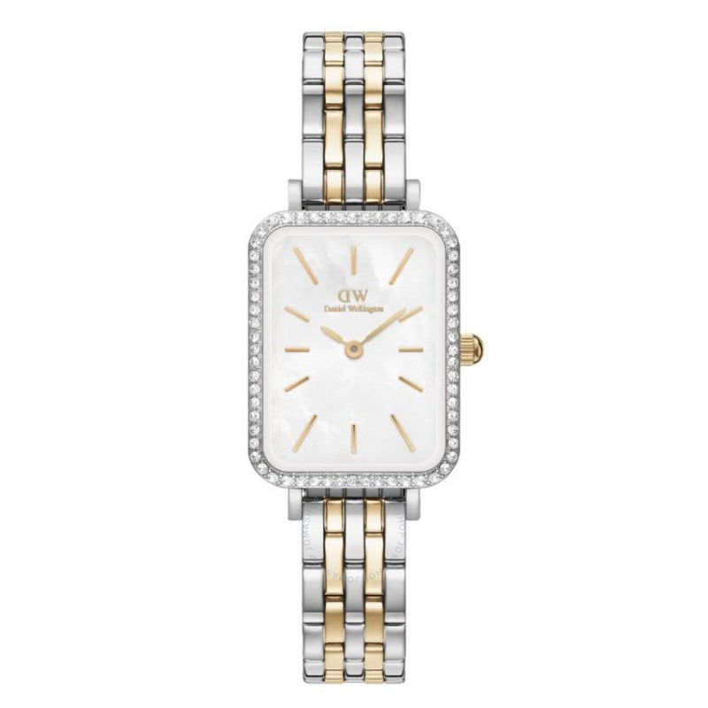 Daniel Wellington Quadro Quartz Crystal White Mother of Pearl Dial Ladies Watch DW00100671 - The Watches Men & Co