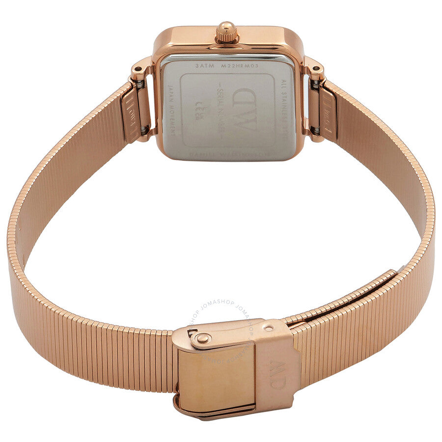 Daniel Wellington Quadro Studio ladies watch caseback and mesh band with deployant clasp