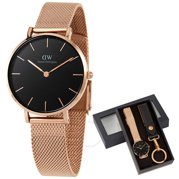 Daniel Wellington Quartz Black Dial Ladies Watch and Keyring Set DW00300118 - The Watches Men & Co