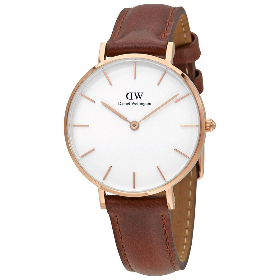 Daniel Wellington White Classic Petite St Mawes 28mm Women's Gold Watch DW00100175 - The Watches Men
