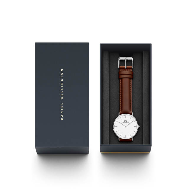 Daniel Wellington St Mawes watch in packaging with branded box, manual, and cloth