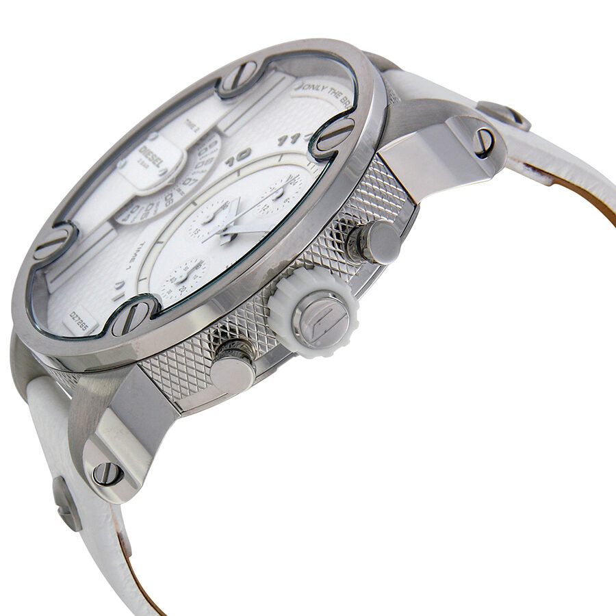 Diesel Bass Ass Chronograph White Dial White Leather Men's Watch #DZ7265 - The Watches Men & CO #2