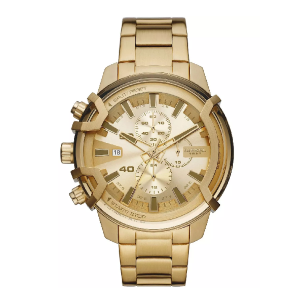 DIESEL Griffed Chronograph Men's Watch DZ4573 gold-tone stainless steel with chronograph subdials